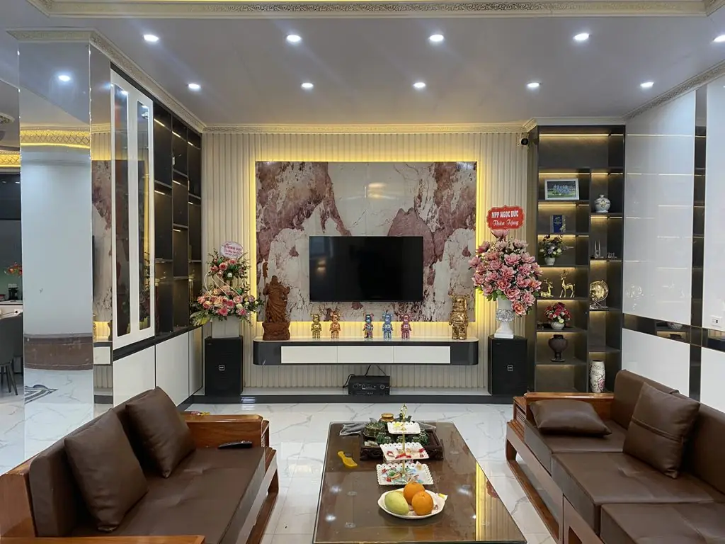 Vách lam sóng kết hợp kệ tivi LT3